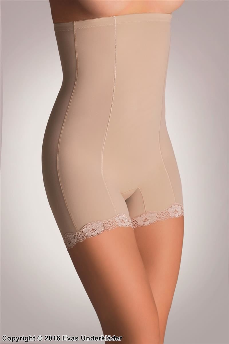 Shapewear boyshort-truser, kniplinger, justering av midje og mage